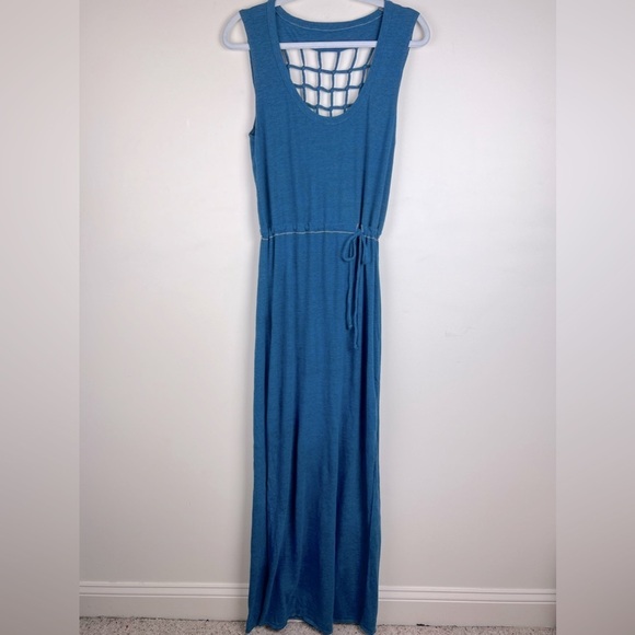 Chaser | Boho Sleeveless Knot Back Heather Maxi Dress In Heathered Blue | S - Picture 4 of 9